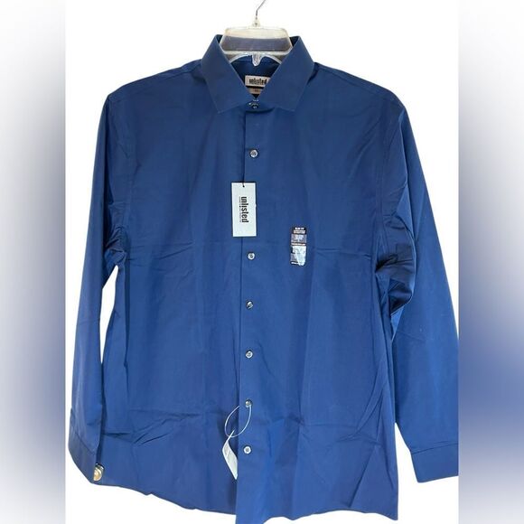 Unlisted by Kenneth Cole Blue Button-down Dress Shirt Slim Fit Size L - Picture 4 of 12